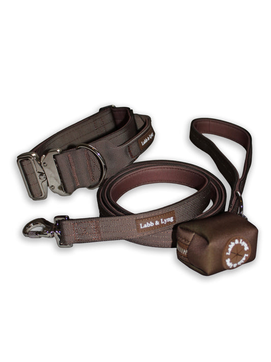 Solid Halsbånd- og linesett - Jordbrun